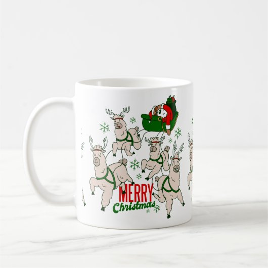 クリスマスサンタスロスラマ コーヒーマグカップ (左)
