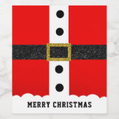 クリスマスサンタスーツおもしろいモダングリッターベルト ワインラベル (シングルラベル)
