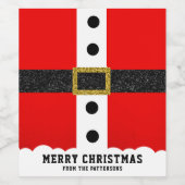 クリスマスサンタスーツおもしろいモダングリッターベルト ワインラベル (シングルラベル)