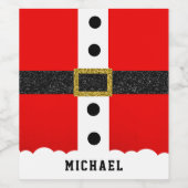 クリスマスサンタスーツおもしろいモダングリッターベルト ワインラベル (シングルラベル)