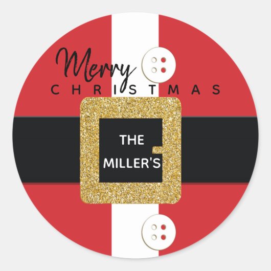 クリスマスサンタスーツのシール ラウンドシール (正面)