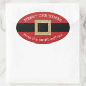 クリスマスサンタスーツ金ゴールド赤パーソナライズされた名 楕円形シール (バッグ)