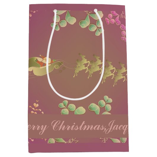 クリスマスサンタズトナカイ抱き枕 ミディアムペーパーバッグ (正面)