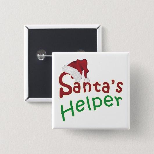 クリスマスサンタズヘルパーハットタイポグラフィかわいい 缶バッジ (正面&裏面)