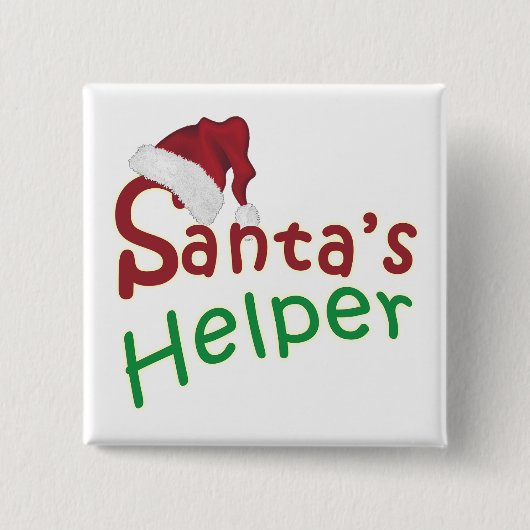 クリスマスサンタズヘルパーハットタイポグラフィかわいい 缶バッジ (正面)