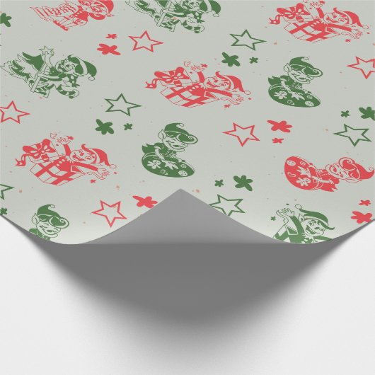 クリスマスサンタズリトルヘルパー小妖精や小人おもしろい ラッピングペーパー (角)