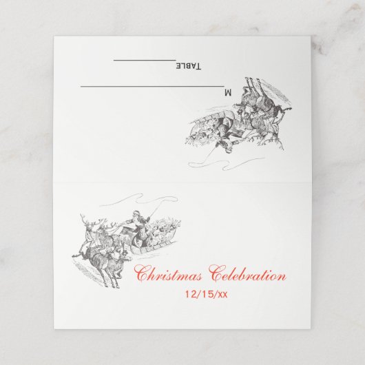 クリスマスサンタズレー#1エスコートカード座席表 プレイスカード (外部開封)