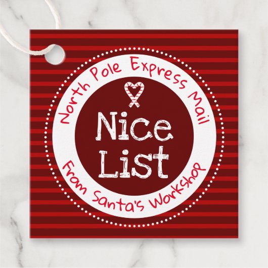 クリスマスサンタズワークショップニスリストメッセージカード フェイバータグ (正面)