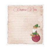 クリスマスサンタズ小妖精や小人オンオーナメント ノートパッド (正面)