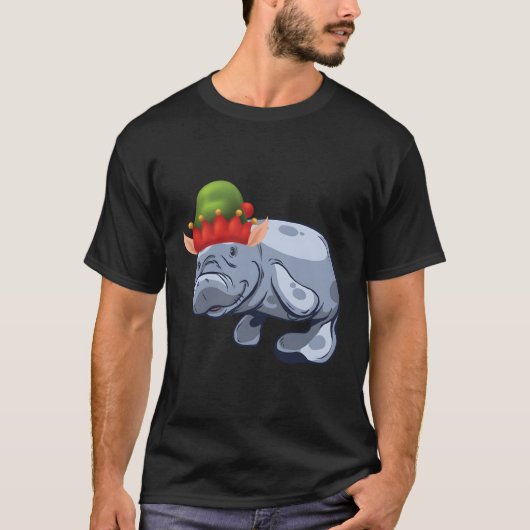 クリスマスサンタズ小妖精や小人ハットシーカウマナティーギフト Tシャツ (正面)