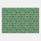 クリスマスサンタセーターダックスシャントを着たペットクリスマス ラッピングペーパーシート (正面)