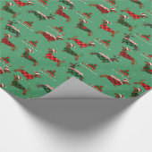 クリスマスサンタセーターダックスシャントを着たペットクリスマス ラッピングペーパー (角)