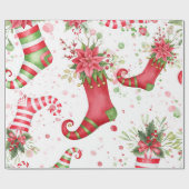 クリスマスサンタソックス大 ラッピングペーパー (フラット)