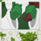 クリスマスサンタタカスタムオルのホリデーティータオル キッチンタオル (折り畳み)