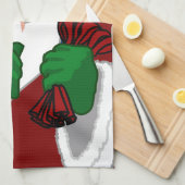クリスマスサンタタカスタムオルのホリデーティータオル キッチンタオル (四つ折り)