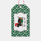 クリスマスサンタダーシュントおもしろい（Sブラック&タン） ギフトタグ (正面)