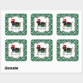 クリスマスサンタダーシュントおもしろい（Sブラック&タン） スクエアシール (シート)