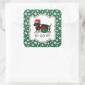 クリスマスサンタダーシュントおもしろい（Sブラック&タン） スクエアシール (バッグ)