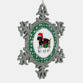 クリスマスサンタダーシュントおもしろい（Sブラック&タン） スノーフレークピューターオーナメント (左)