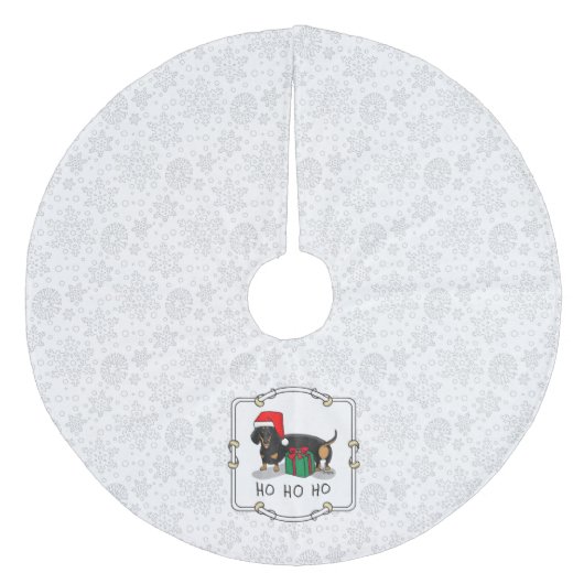 クリスマスサンタダーシュントおもしろい（Sブラック&タン） フリース ツリースカート (正面)