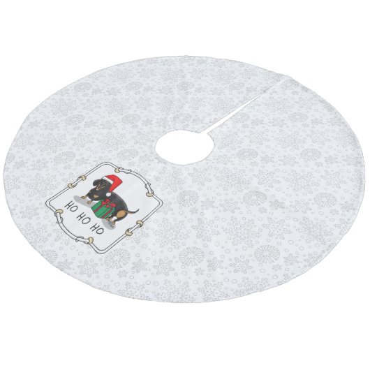 クリスマスサンタダーシュントおもしろい（Sブラック&タン） フリース ツリースカート (アングル)