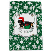 クリスマスサンタダーシュントおもしろい(Sブラック&タン) ミディアムペーパーバッグ (正面)