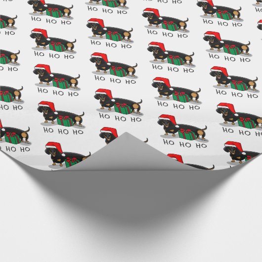 クリスマスサンタダーシュントおもしろい(Sブラック&タン) ラッピングペーパー (コーナー)