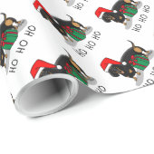 クリスマスサンタダーシュントおもしろい(Sブラック&タン) ラッピングペーパー (ロールコーナー)