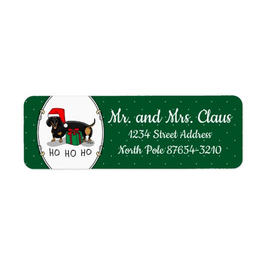 クリスマスサンタダーシュントおもしろい(Sブラック&タン) ラベル (正面)