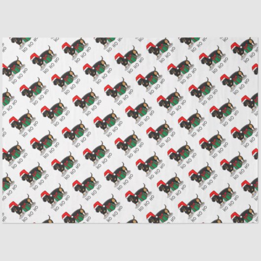 クリスマスサンタダーシュントおもしろい(Sブラック&タン) 薄葉紙 (正面)