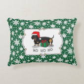 クリスマスサンタダーシュント（Sブラック&タン）かわいい アクセントクッション (正面)