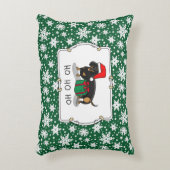 クリスマスサンタダーシュント（Sブラック&タン）かわいい アクセントクッション (正面(垂直))