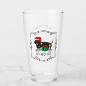 クリスマスサンタダーシュント（Sブラック&タン）かわいい タンブラーグラス (裏面)