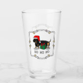 クリスマスサンタダーシュント（Sブラック&タン）かわいい タンブラーグラス (正面)