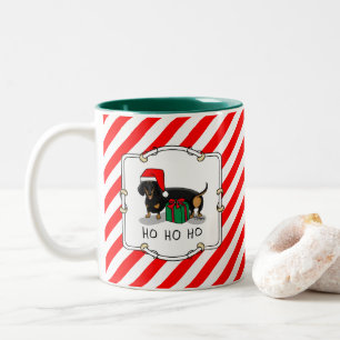 クリスマスサンタダーシュント(Sブラック&タン)かわいい ツートーンマグカップ
