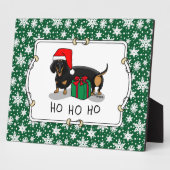 クリスマスサンタダーシュント(Sブラック&タン)かわいい フォトプラーク (側面)