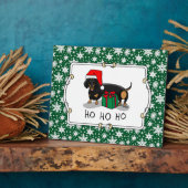 クリスマスサンタダーシュント(Sブラック&タン)かわいい フォトプラーク (側面)