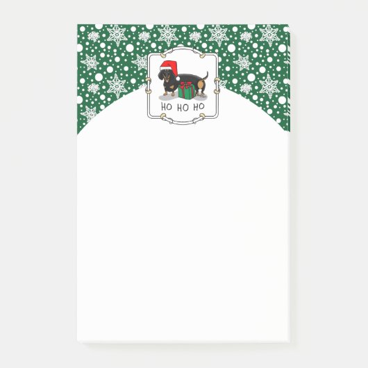 クリスマスサンタダーシュント(Sブラック&タン)かわいい ポストイット (正面)