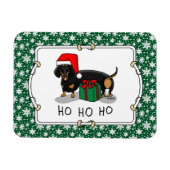 クリスマスサンタダーシュント(Sブラック&タン)かわいい マグネット (横)