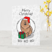 クリスマスサンタチョウ（シナモン）かわいい カード (黄色い花)