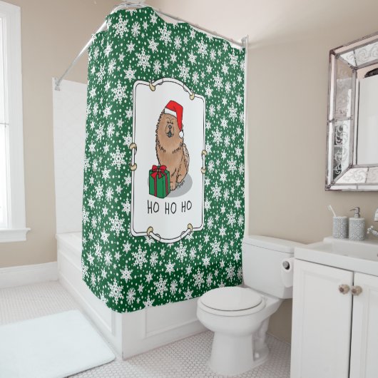 クリスマスサンタチョウ（シナモン）かわいい シャワーカーテン (インサイチュ)