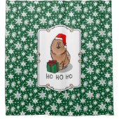 クリスマスサンタチョウ（シナモン）かわいい シャワーカーテン (正面)