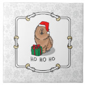 クリスマスサンタチョウ（シナモン）かわいい タイル (正面)