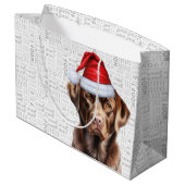 クリスマスサンタチョコレートラブラドールドッグホリデー ラージペーパーバッグ (裏面アングル)