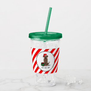 クリスマスサンタチョコレートラブラドールリトリエおもしろいバー アクリルタンブラー