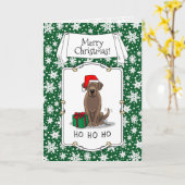 クリスマスサンタチョコレートラブラドールリトリエおもしろいバー カード (黄色い花)