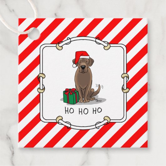 クリスマスサンタチョコレートラブラドールリトリエおもしろいバー フェイバータグ (正面)