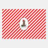 クリスマスサンタチョコレートラブラドールリトリエおもしろいバー ラッピングペーパーシート (正面3)