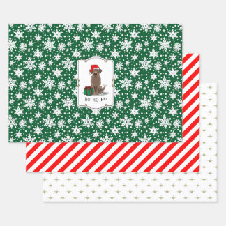 クリスマスサンタチョコレートラブラドールリトリエおもしろいバー ラッピングペーパーシート