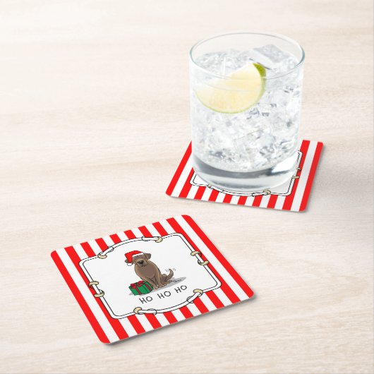 クリスマスサンタチョコレートラブラドールリトリエバーキュート スクエアペーパーコースター (インサイチュ)